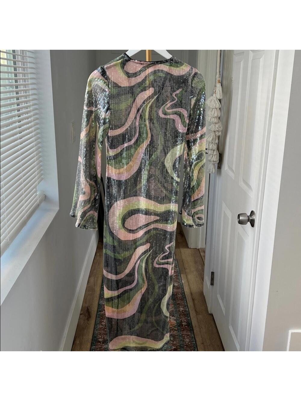 NWT HUTCH x Anthropologie McRae Boho Sequin Bell Sleeve Cover Up Size XS $188 - Picture 7 of 9